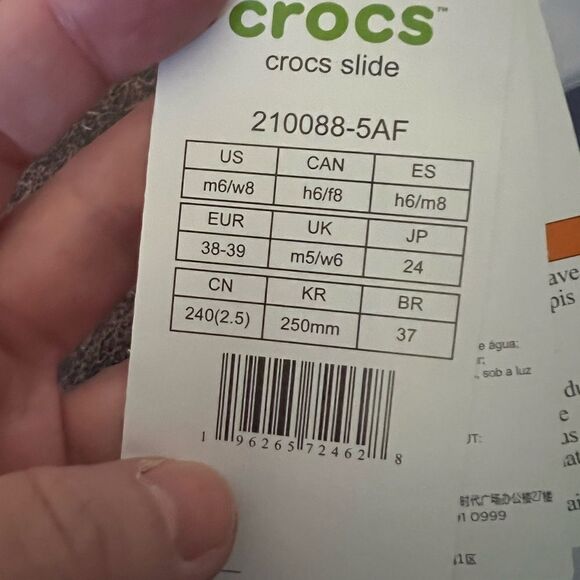 Crocs Slides Pale Blue M6/W8 - Picture 6 of 6